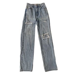 PacSun Distressed High Rise Straight Jeans Light Wash Women's Size 24x31